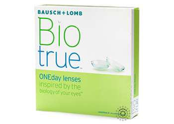 Box of Bausch + Lomb Biotrue 1-day contact lenses.